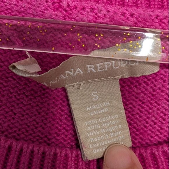 Banana Republic Sequin Elbow Patches Sweater Womens Size Small Party Pink - Picture 2 of 9